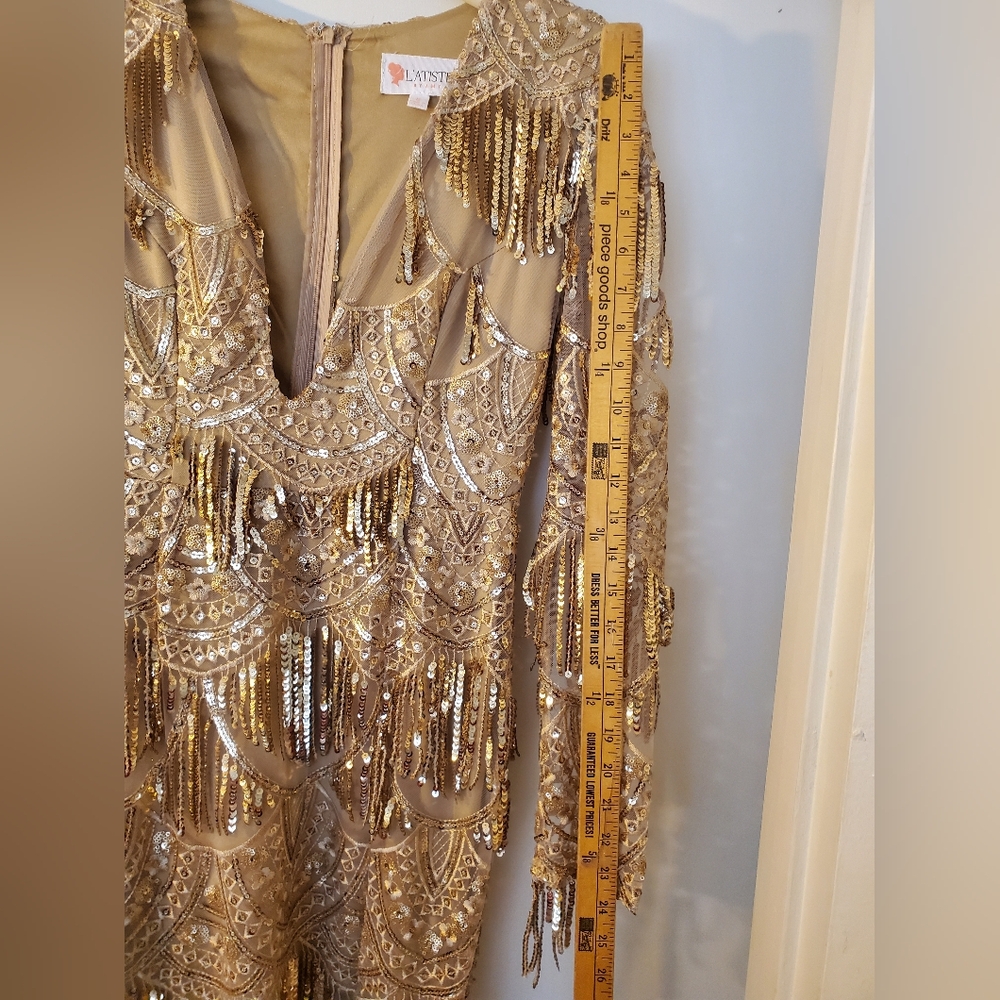 L'atiste By Amy Gold Sequin Prom Dress Birthday Dress - Picture 8 of 11